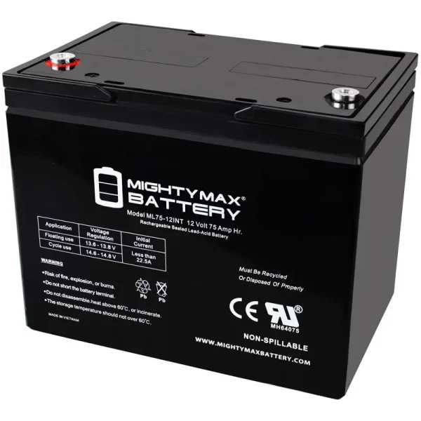 12V 75AH Internal Thread Battery for Scooter Wheelchair Mobility
