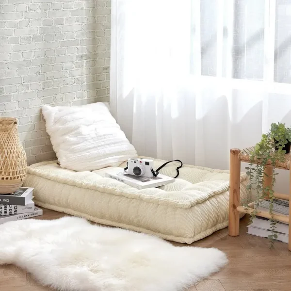 DormCo Rainha - Ultra Thick Tufted Floor Pillow Almond Milk, Size: 23.60 x 40.15 x 7.85D, Brown