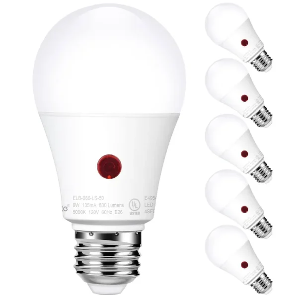 Emotionlite Dusk to Dawn Sensor Light Bulbs Outdoor, Neutral White LED Bulbs, 60 Watt Equivalent, Automatic On/Off, Porch, Patio