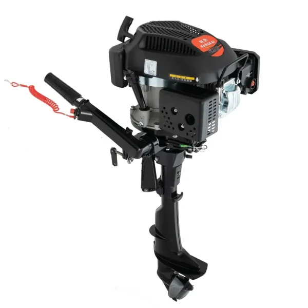 Anqidi 6HP 4 Stroke 140CC Outboard Motor Heavy Duty Inflatable Fishing Boat Gasoline Engine Manual Start TCI Air Cooling System 4500 - 5500rpm(Joystick Length 15.35in)