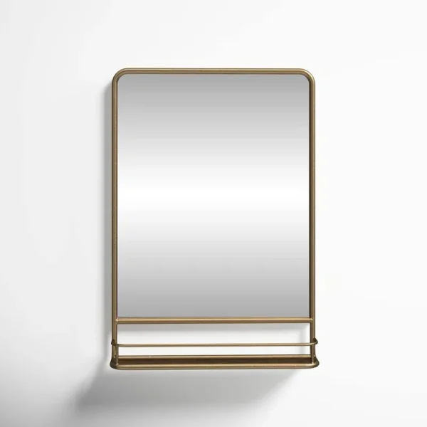 Rudolfo Accent Mirror with Shelves Birch Lane Finish: Brass/Gold
