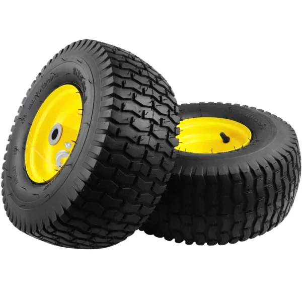 2pcs 15x6.00-6 Lawn Mower Tires,15x6-6 Front Tire Assembly Replacement for Craftsman/John Deere/Cub Cadet Riding Mowers,4 Ply Tubeless,570lbs