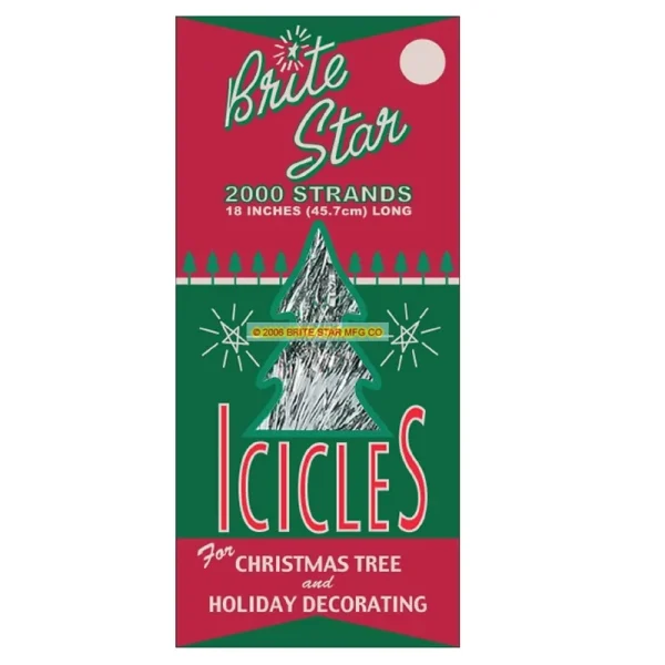 Brite Star 2000 Strands Icicles Tinsel Silver Christmas Tree 18" - New