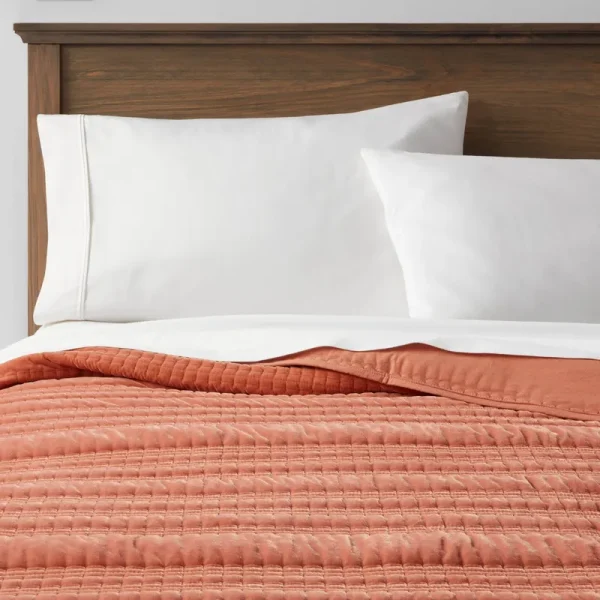 Full/Queen Lofty Velvet Quilt Terracotta/Bronze - Threshold