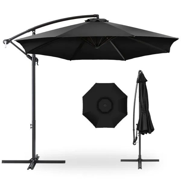 Best Choice Products 10ft Offset Hanging Outdoor Market Patio Umbrella w/ Easy Tilt Adjustment - Black