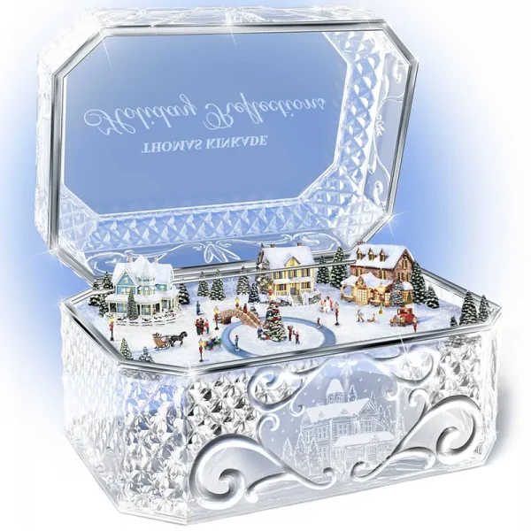 Thomas Kinkade Holiday Reflections Crystal Music Box by The Bradford Exchange