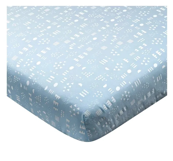 Organic Cotton Fitted Crib Sheet Pattern Play Light Blue / Os