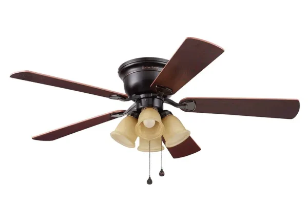 Harbor Breeze Centreville 52-in Oil Rubbed Bronze LED Indoor Flush Mount Ceiling Fan with Light (5-Blade)