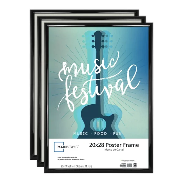 Mainstays 20 inchx 28 inch Black Rounded Poster Frame Set of 3, Size: 20 inch x 28 inch