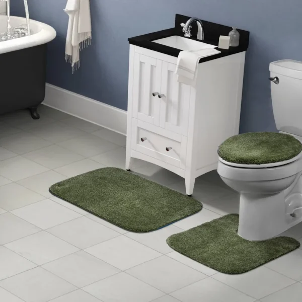 Garland Rug 3-Piece Traditional Nylon Washable Bathroom Set Deep Fern