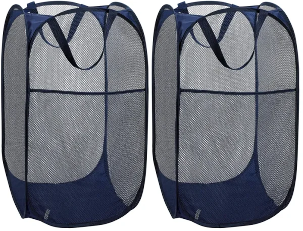 Handy Laundry Mesh Popup Hamper Foldable Lightweight Basket for Washing Durable Clothing Storage for Kids Room, Students College Dorm, Home, Travel