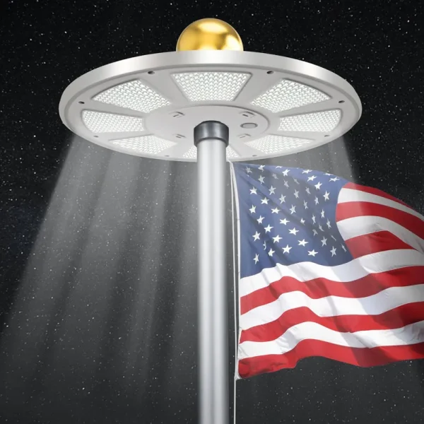 PPQ Flag Pole Light Solar Powered,Premium Ivory Flagpole Light 136 LED 10000H Lifespan for 15-25 ft Poles,Waterproof Lighting On Outdoor Pole Top,10