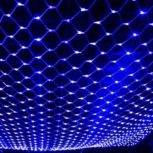 DOCHEER LED Net Mesh String Fairy Lights 204 LEDs, 6.56 ft x 9.84 Ft,8 Modes, Blue Outdoor Transparency String Lights Waterproof Christmas Decorative