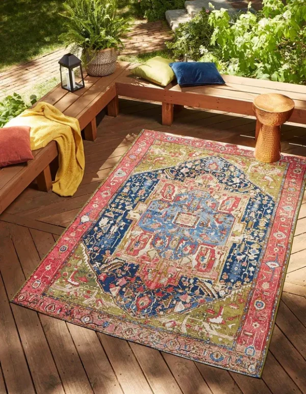 Unique Loom Outdoor Traditional 4x6 Multi Area Rug Indoor Outdoor Rug