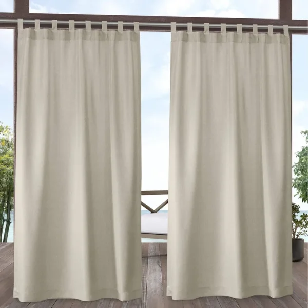 Exclusive Home Curtains Biscayne Indoor/Outdoor Two Tone Textured Tab Top Curtain Panels 54 inchx108 inch Sand Set of 2 Size