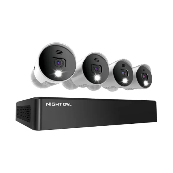 Night Owl SP, LLC 8 Channel Bluetooth Video Home Security Camera System with (4) Wired 4K UHD IndoorOutdoor Spotlight Cameras Audio and 1TB Hard Drive