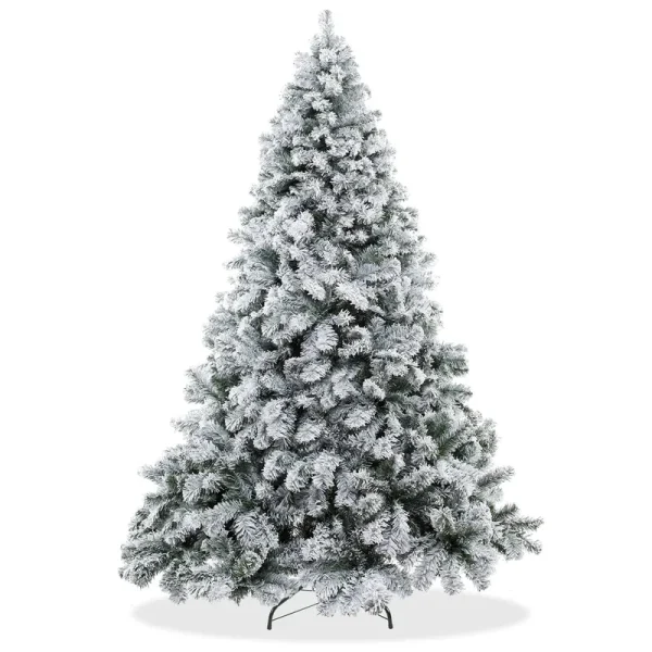 Casafield 9ft Snow-Flocked Pine Realistic Artificial Holiday Christmas Tree with Stand Green