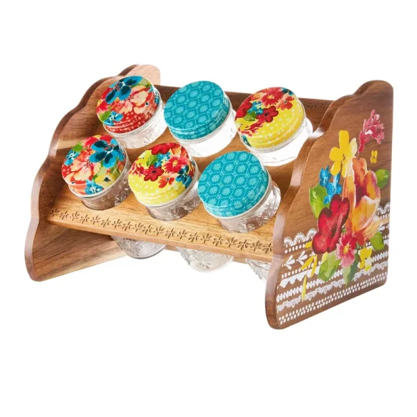 The Pioneer Woman Wildflower Whimsy Six Jar Spice Rack