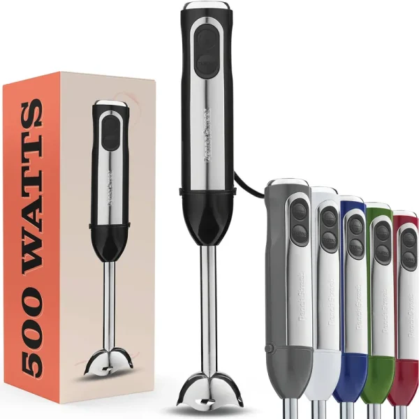 Powerful Immersion Blender, Electric Hand Blender 500 Watt with Turbo Mode, Detachable Base. Handheld Kitchen Gadget Blender Stick for Soup,