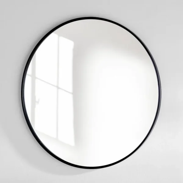 Sabine Metal Round Wall Mirror Finish: Matte Black, Size: 48" x 48"