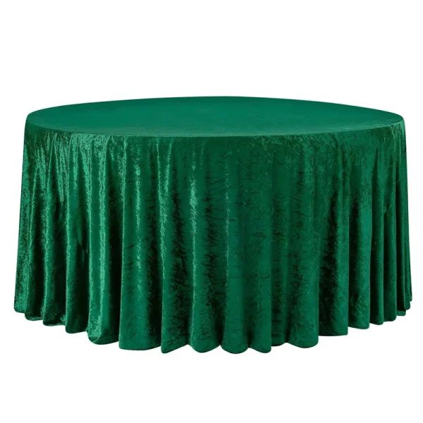 Emerald Green Velvet Round Tablecloth Size: 120 in | Wedding | Event | Wholesale by CV Linens