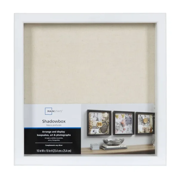 Mainstays Memorabilia Plastic Shadow Box - White - 10 x 10 in