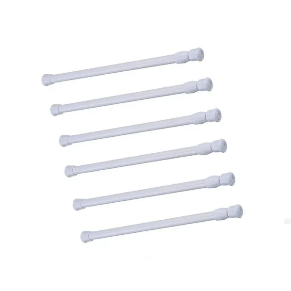 qinsou Cupboard Bars Tension Rods, 6 Pack Spring Tensions Rods 9.8 to 15.7 Inches Steel Adjustable Tension Curtain Rod Shower Rod Closet Rod Window