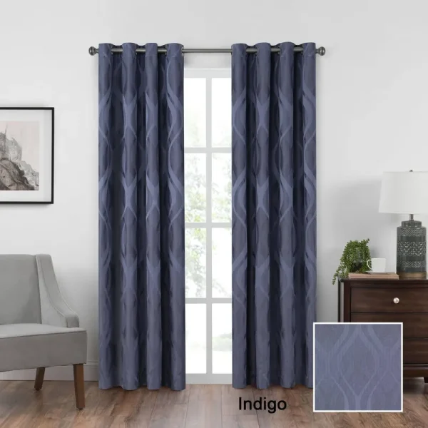 108"x52" Caprese Grommet Top Blackout Curtain Panel Indigo - Eclipse