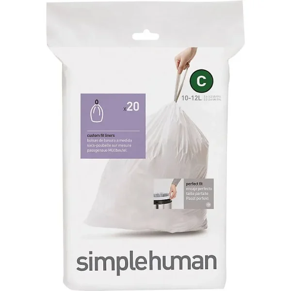 Simplehuman Sure Fit Liners, Code C - 20 bags, 2.6 - 3.2 gal