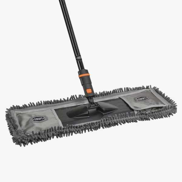 Value Pack: SWOPT 24 inch Dust Mop - 60 inch Steel Handle - Additional 24 inch Microfiber Refill - Machine Washable - Handle Interchangeable with