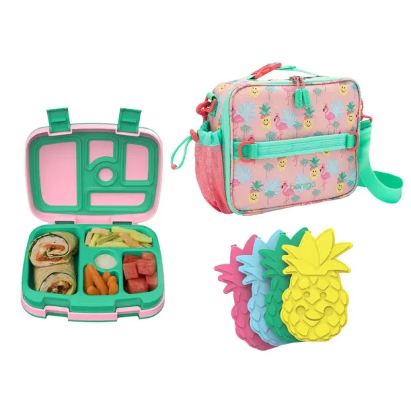 Bentgo Kids Prints Lunch Box Bag & Ice Packs Tropical