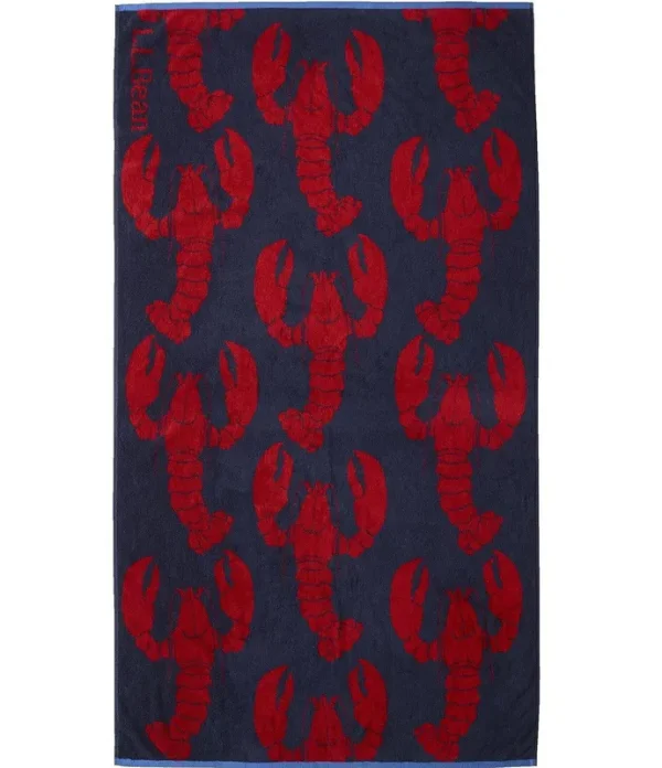 L.L.Bean Seaside Lobster Beach Towel - Bright Navy