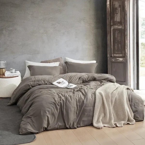 Duvet Cover Set - Natural Loft Queen - Dark Brown