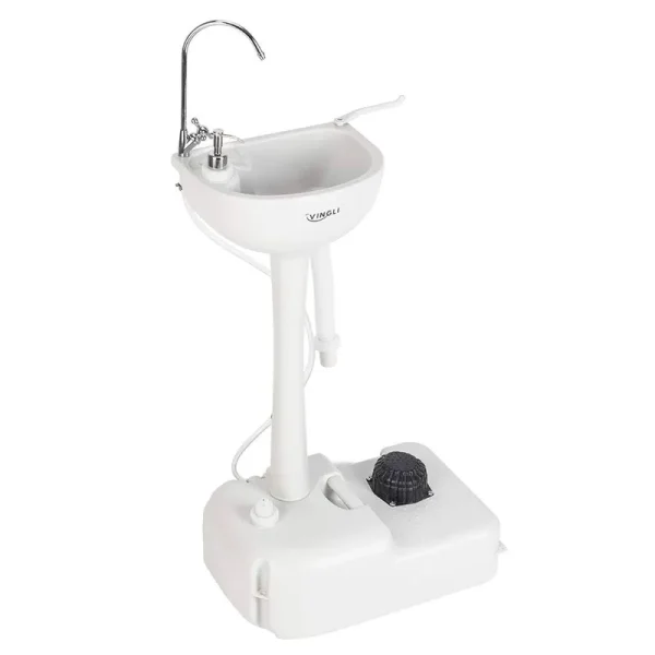 VINGLI Upgraded Portable Sink| Rolling Hand Wash Basin Stand with Towel Holder & Soap Dispenser & Wheels, Perfect for Garden/Cam, Wash