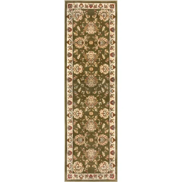 Sultan Sarouk Green Persian Floral Oriental Formal Traditional 3x12 (2'7" x 12') Runner Rug Stain / Fade Resistant Contemporary Floral Thick Soft