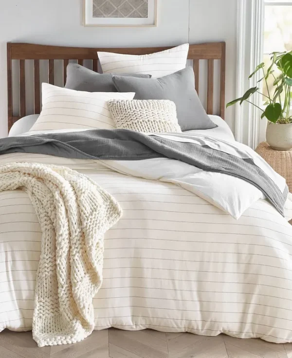 Oake Sedona Stripe Cotton Hemp 3-Pc. Duvet Cover Set, Full/Queen, Created for Macy's - Sedona Stripe