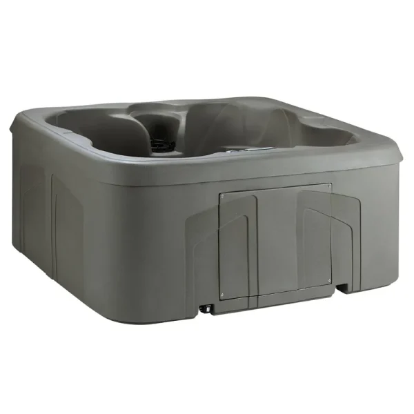 Lifesmart LS100 Taupe 4 Person Plug and Play Square Hot Tub Spa with Cover, Gray