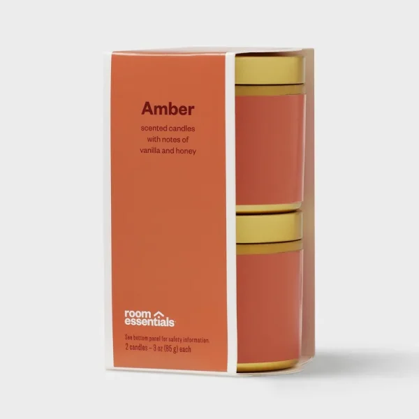 2pk 3oz Tin Gift Set Amber - Room Essentials