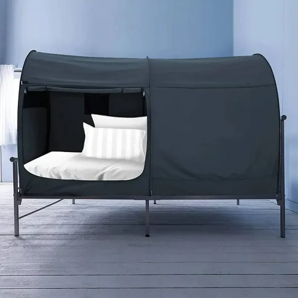 Privacy Pop Bed Tent Canopy for Queen Size Bed, Gray