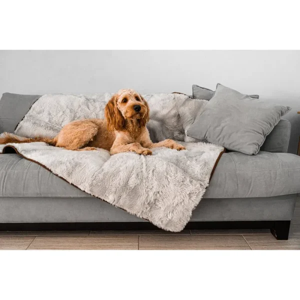 Paw Brands PupProtector Cool Comfort Waterproof Throw Blanket, Light Grey Original (60"L x 50"W)