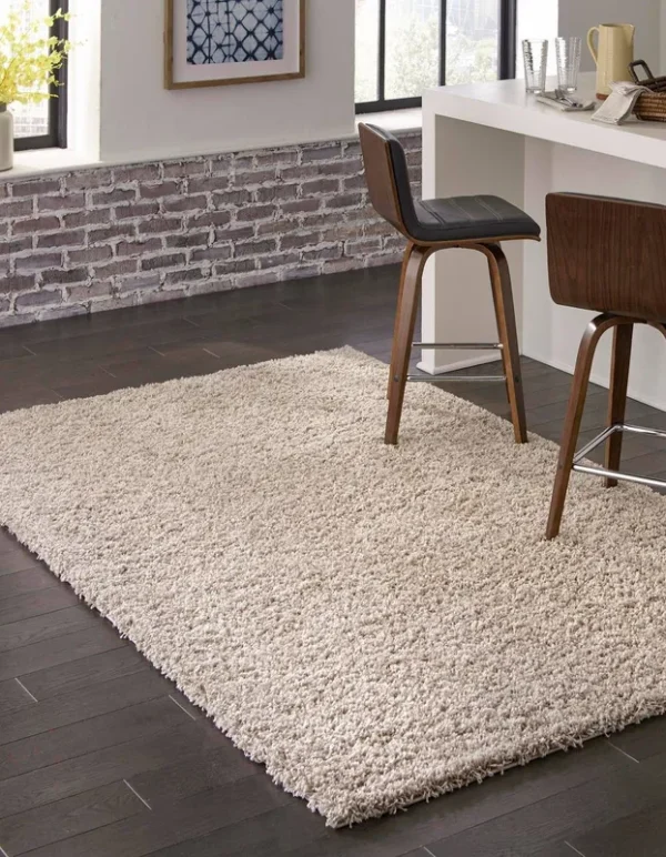 4'x6' Solid Shag Rug Taupe - Unique Loom