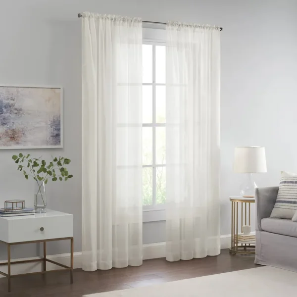 Eclipse Livia Sheer Rod Pocket Curtain Panel, Ivory