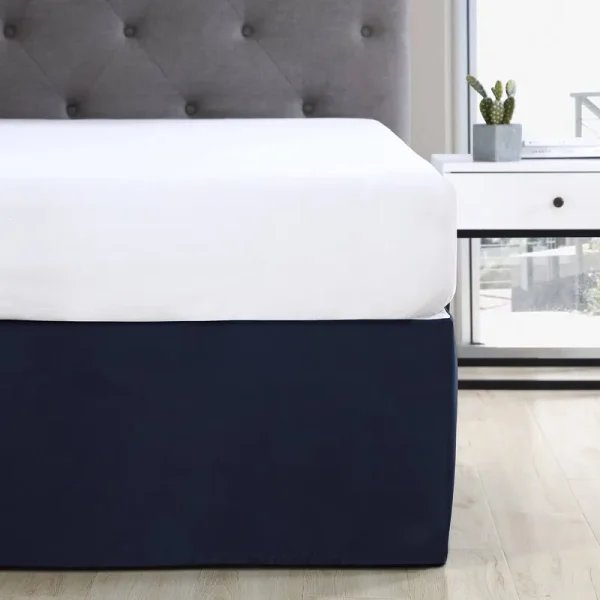 Mainstays Solid Pleated Navy Soft Brushed Polyester Bedskirt, Queen (1 Count)