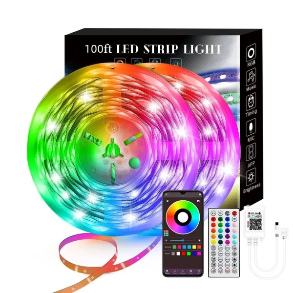 lcutml 100ft Smart LED Strip Lights (2 Rolls of 50ft) , RGB Strip Ligh