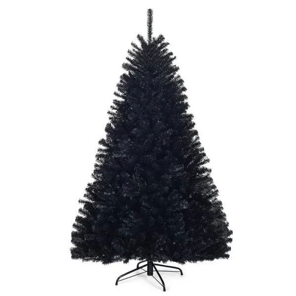 Costway 6 ft. Black Unlit Hinged Artificial Christmas Tree Halloween with 1036 Tips