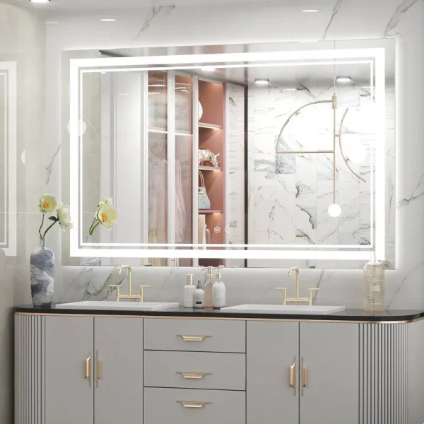 Adorna Frameless LED Lighted Bathroom / Vanity Mirror with Brightness Adjustable, Memory Function, Anti-Fog Orren Ellis Size: 30" x 48"