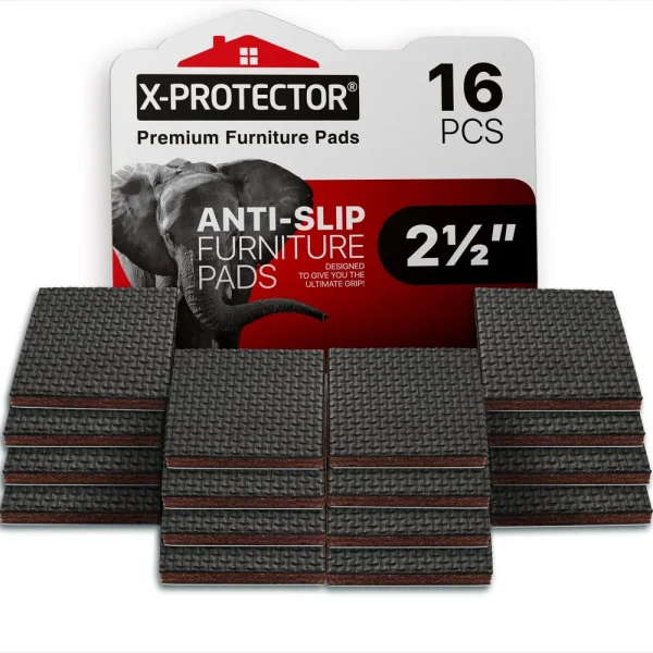 Non Slip Furniture Pads X-Protector ÿ 16 Pcs Furniture Grippers 2 1/2" - Ideal Self-Adhesive Rubber Feet for Furniture Feet ÿ Non Skid Furniture