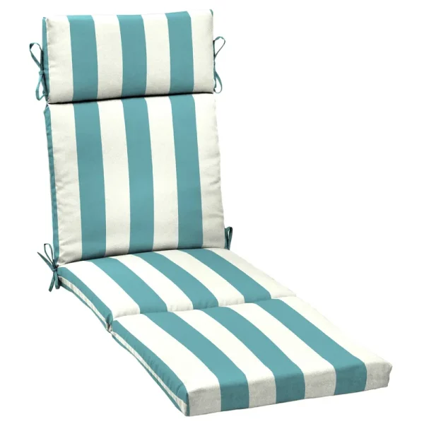 Mainstays 72 inch x 21 inch Turquoise Stripe Rectangle Chaise Lounge Cushion, 1 Piece, Size: 42.5 x 21