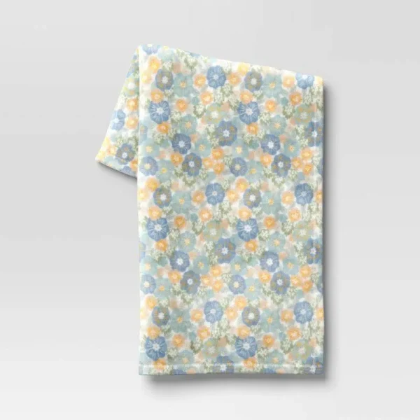 Printed Plush Floral Throw Blanket Green - Room Essentials