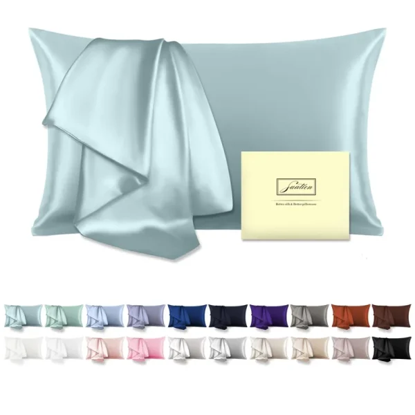 Suatien Mulberry Silk Pillowcase for Hair and Skin Standard Size 20"x 26" with Hidden Zipper Soft Breathable Smooth Cooling Pillow Covers for Sleeping